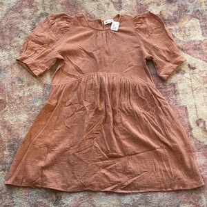 Elegant Women's Midi Dress in Terracotta